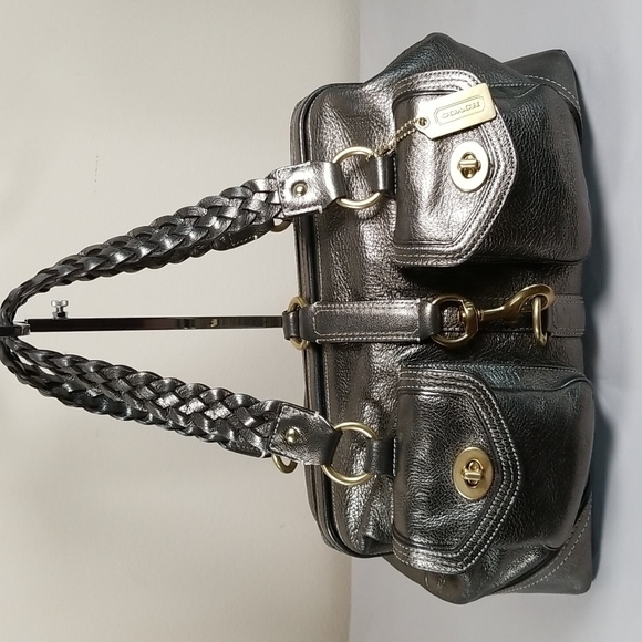 Coach Daphne Pewter Metallic Limited Edition Rare Satchel - Picture 1 of 17